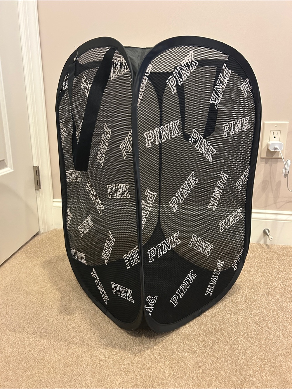 Victoria’s Secret pink black and white pop up hamper